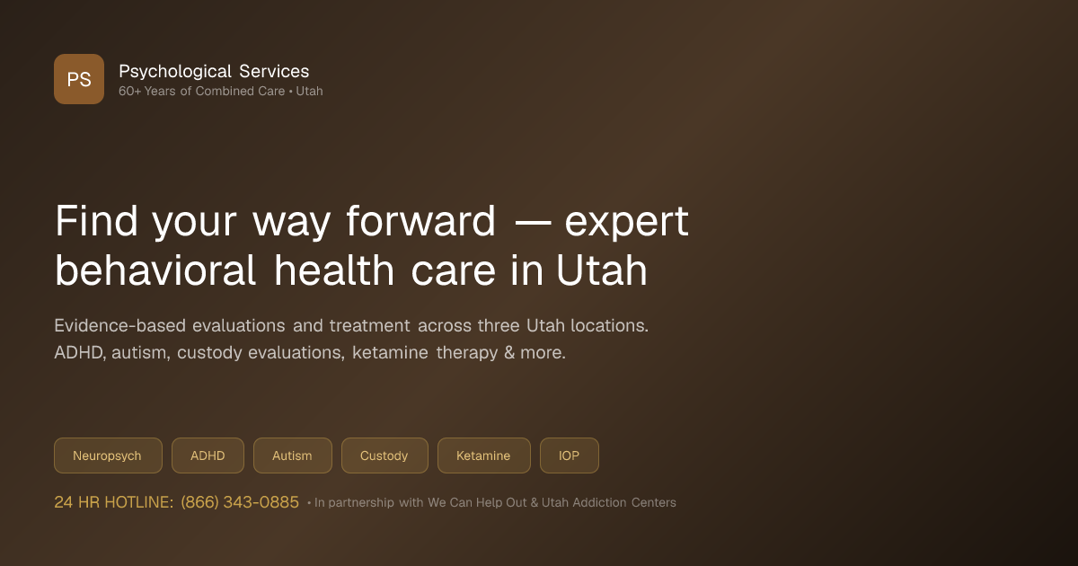 Psychological Services brand share artwork for evaluations in Utah